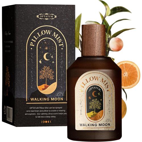 OPTATUM Pillow Mist - Aromatherapy Pillow Spray for Sheets, Linen & Bedding, Natural Essential Oils for Stress Relief, Gift for Someone Who Wants to Sleep Well - Walking Moon