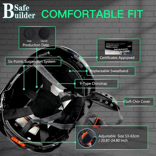 1PCS Safety Helmet Hard Hat with Visor Adjustable Lightweight Vented Work Helmet for Men ANSI Z89.1 Approved Industrial & Construction