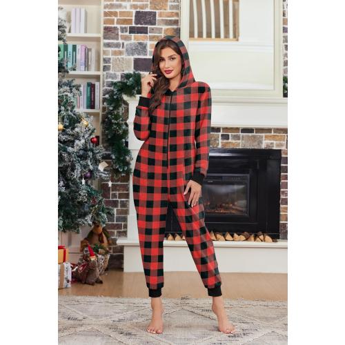 Size XXL Ekouaer Christmas Onesie Fleece Long Sleeve Hooded One Piece Pajamas for Women Zipper Pjs with Pocket