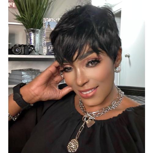 Pixie Cut Wig Human Hair for Black Women Short Pixie Cut Wigs Natural Looking 100% Real Human Hair Wigs Glueless Full Machine Made Wigs for Black Women (S-036 1B)