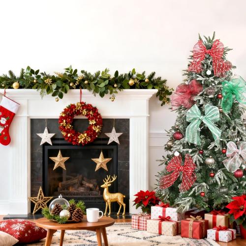 2 Rolls 10 Inch X 10 Yards(30 Ft) Light Champagne Metallic Mesh Ribbon with Gold Foil Mesh Ribbon for Wreath Swags Christmas Craft Home and Party Decor