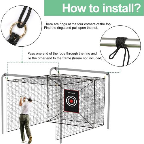 Storgem Golf Batting Cage Net with Extra Striking Net, Net Only, Heavy Duty Golf Hitting Practice Net, Backyard Batting Cage for Sports Training