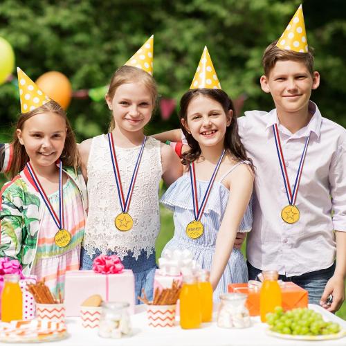 100 Pieces Gold Plastic Winner Medals for Awards for Kids, Award Medals for Kids Sports Awards, Games Competitions, Prizes,Party Favors and Decorations.