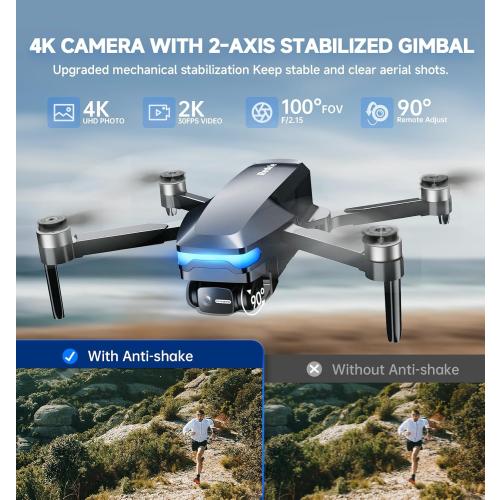 GPS Drones with Camera for Adults 4K, Foldable Drone with Brushless Motor, Auto Return/Follow, Tap Fly/Circle Fly, Beginner-Friendly One Key Start, 45 Mins Flight, Under 249g