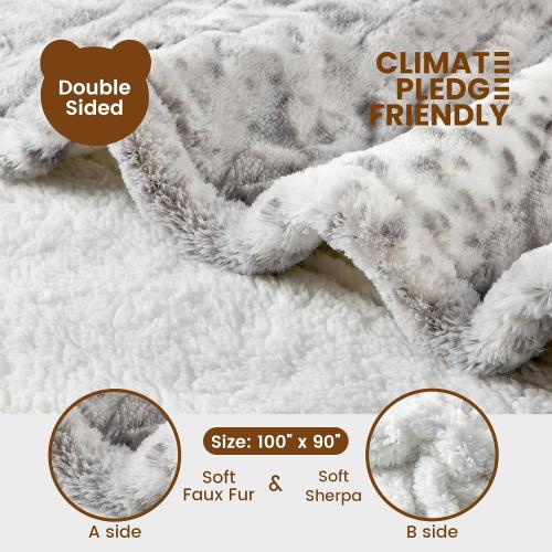 Bearhug Electric Blanket Heated Blanket King Size 100x 90 Dual Controllers Heating Blanket Gift Reversible Faux Fur & Sherpa,10 Heating Levels, ETL, Machine Washable, Over-Heat Protection*** GREY***