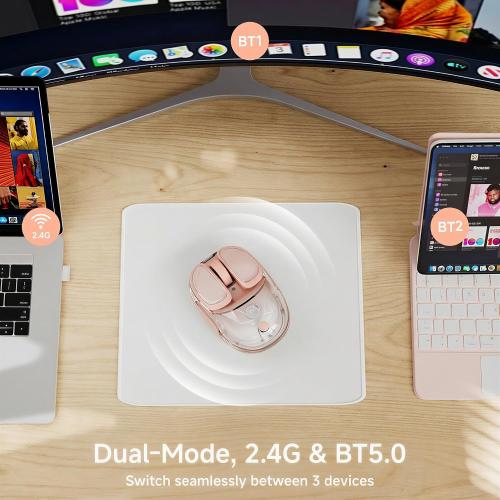 Wireless Clear Mouse Dual Mode Bluetooth & 2.4G Silent Clicks Mice-Gradient