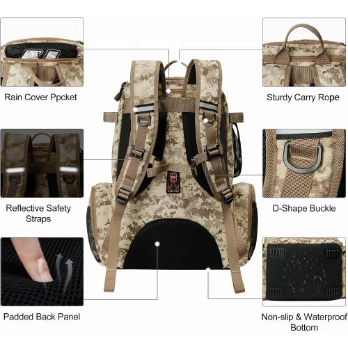 N NEVO RHINO Fishing Tackle Backpack with Rod Holders, 40L Large Fishing Bag with Waterproof Rain Cover,Outdoor Tackle Bag