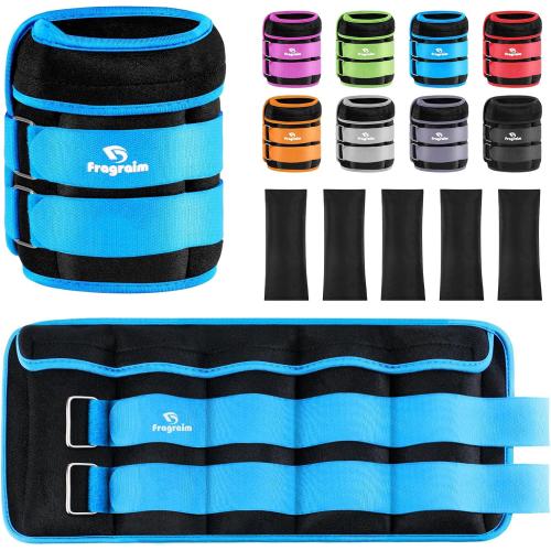 Black and Blue Fragraim Adjustable Ankle Weights 1-3/4/5/6/8/10/12/15/20 LBS Pair with Removable Weight for Jogging, Gymnastics, Aerobics, Physical Therapy