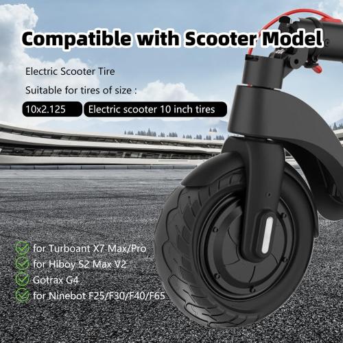 10x2.125 Solid Tire, 10 inch Tires Replacement, Tubeless Tyre for Segway Ninebot F20/F25/F30/F40/F65/D18W/D28U/D38U Gotrax G4/XR/V2 Hiboy S2 Pro Electric Scooter (2 Pack)