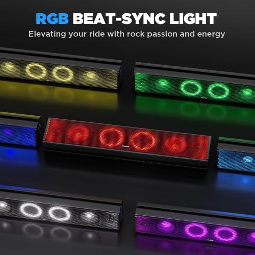 25 Inch UTV Sound Bar, ATV SoundBar Bluetooth with RGB Lighting, IP66 Waterproof Golf Cart Sound Bar, Amplified Powersports SXS SoundBar, UTV Speakers Compatible with Polaris RZR Can-Am