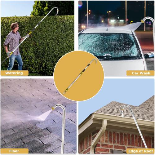 12FT (20ft Reach) Telescopic Gutter Cleaning Tools from The Ground, Rain Gutter Cleaners Tool with Hose Copper Attachment, Long Reach Gutters Cleaner Wand with Extension Pole