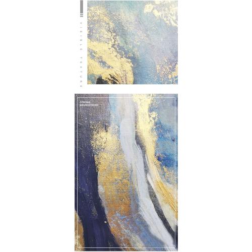 Framed Gold And Blue Abstract Canvas Wall Art For Living Room-3 Pieces Blue River and Mountain Oil Painting For Bedroom-Large Gold Wall Decor for Office Kitchen 24x48 inches Ready To Hang