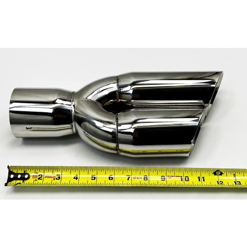 Exhaust Tip 2.5" Inlet Brand New Staggered 4" Outlet Slant Cut Dual Twin Round