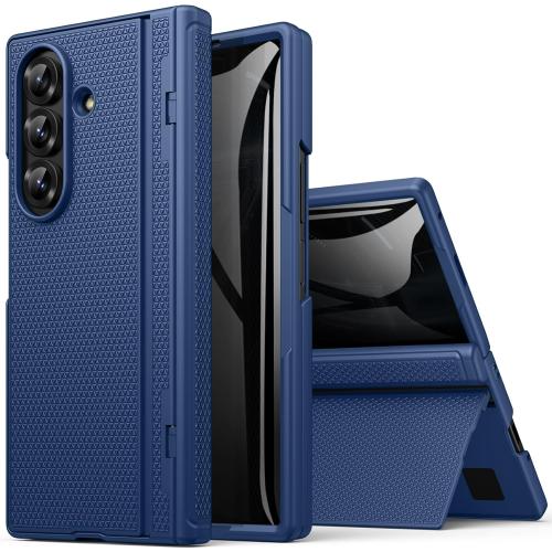 for Samsung Galaxy Z Fold 7 Case with Stand, Front Privacy Screen Protector, Hinge Protection, Slim Rugged Hard Shockproof Cover, Full Body Protective Phone Case for Samsung Z Fold7 2025, Blue