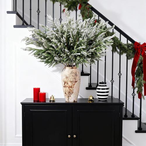 12 Pack Christmas Artificial Snow Norfolk Pine Branches 36 Inch Real Touch Faux Branches for Vase Realistic Greenery Pine Picks Suitable for DIY Crafts Holiday Garland Wreath Home Decoration