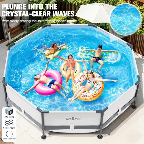 Above Ground Pool,10ft x 30in Frame Deep Swimming Pool,Round Family Pool,Large Above Ground Pool Easy Set,1200 Gallon Pool,Outdoor Backyard Pool for Kids,Adults-Grey,Pump Not Included