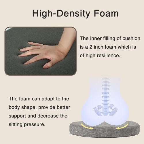 OVOV Chair Cushions for Dining Chairs Set of 6 Windsor Seat Cushion for Kitchen Room Chair Thick Textured Chair Pads with Ties and Non-Slip Bottom(16x15 Inch Light Grey)