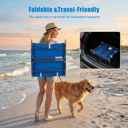 SUNNYFEEL Lay Flat Tanning Chair with Face Down Hole & Arm Slots, Backpack Beach Lounge Chair, 5-Position Folding Sunbathing Chair, 300 LBS Heavy Duty, 72 L x 22 W for Beach, Pool, Camping