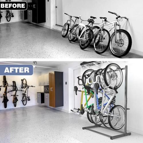 WALMANN Freestanding Bike Stand for Garage, 5 Bikes Vertical Bike Storage Stand Heavy Duty Bike Floor Stand