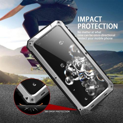 Compatible for Samsung Galaxy S20 Ultra Case, Aluminum Metal Gorilla Glass Waterproof Shockproof Military Heavy Duty Sturdy Protector Cover Hard Case