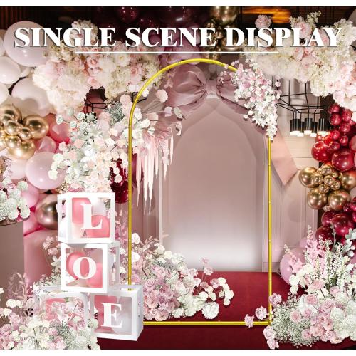Metal Arch Backdrop Stand ,Set of 3 (4 ft/5 ft/6 ft) Round Top Wedding Arch Frame Gold Balloon Arch Stand for Wedding/ Birthday Party/ Baby Shower/ Graduation Ceremony Banquet Decoration