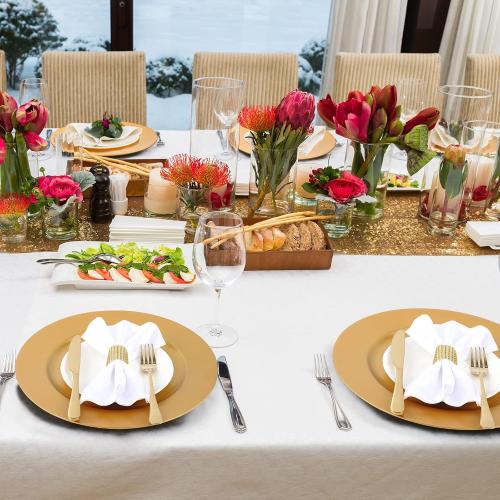100 Pcs Charger Plates Bulk 13 Inch Round Wedding Chargers Plastic Plate Dinner for Wedding Party Baby Shower Table Setting Event Decoration(Gold)