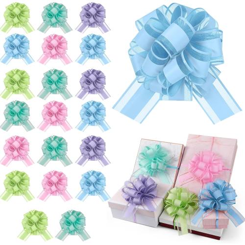 Set of  20 Pieces size  6 Inch Pull Bows Gift Wrapping Ribbon Pull Bows for Christmas Wedding Baskets Valentine Multicolor Wrap Accessory for Gift Present Holiday Decor(Bright Colors)