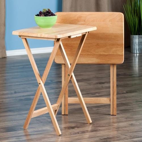 Winsome Alex Set of 2 Foldable Snack Tables, for Living Room, 26, Natural