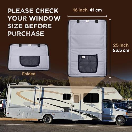 Living in a Bubble RV Door Window Shade, Foldable Magnetic Blackout Caravan Window Cover - UV Protection Heavy Duty Camper Trailer Door Windows Covering (16x25)