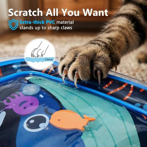 ‼️doesn't come with the 2 attractive balls‼️Thickened Cat Water Sensory Play Mat with 2 Attractive Balls, Cat Water Bed Toy for Cats Dogs Kittens Pets