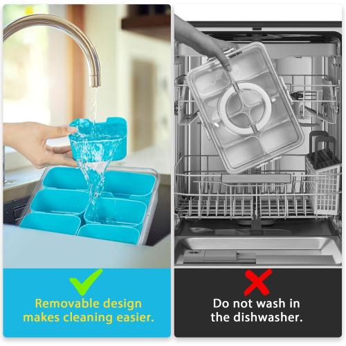 Divided Snack Serving Tray with Lid and Handle Travel Snackle Charcuterie Container Portable Storage Organizer for Candy, Fruits, Nuts, Snacks, Party, Picnic (1pack, Lake blue)