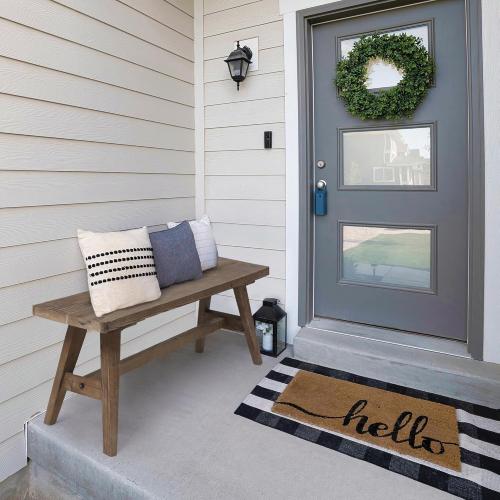 Brown Wnutrees 47 Farmhouse Wood Bench, Dining Room Bench, Entryway Bench for Living Dining Room, Solid Wood, Easy to Assemble, Brown