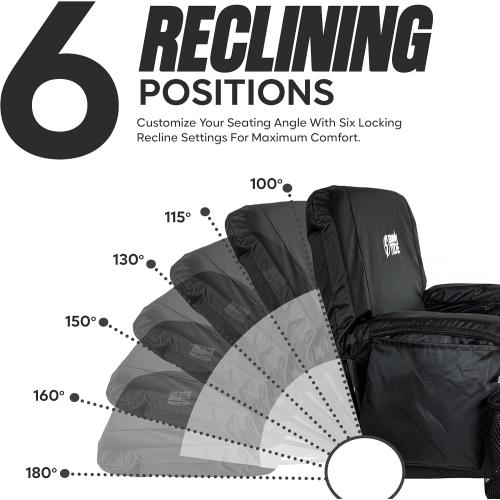 BRAWNTIDE Stadium Seat for Bleachers with Back Support - Wide Padded Reclining Bleacher Seat, Portable Folding Stadium Chair with Armrests, Hooks, Straps, Cup Holders & Pockets (Black, 21, 2 Pack)