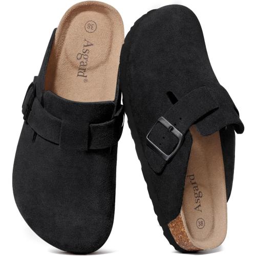 Asgard Genuine Suede Clogs for Women Men Leather Mules Arch Support Potato Shoes with Comfort Cork Footbed **US Women's Size 9