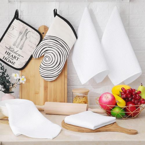 Pack of 8 Size 12x12 Color White Homaxy 100% Cotton Waffle Weave Kitchen Dish Cloths, Ultra Soft Absorbent Quick Drying Dish Towels, 12 x 12 Inches, 8-Pack, White