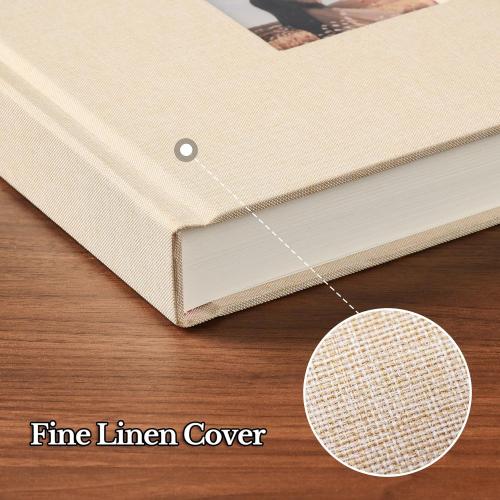 8 x 8 Inch DIY Scrapbook Album 40 Pages Linen Hardcover Kraft White Paper Scrap Book Photo Albums Memory Book for Baby Wedding Family Anniversary Photo Album (Beige, 40 pages)