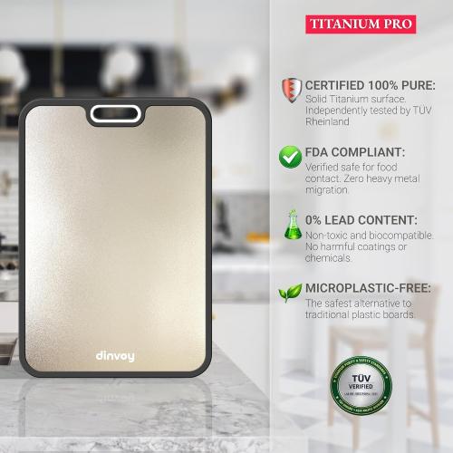 Titanium Cutting Board for Kitchen – Crystallized Dual-Sided GR1 Titanium & Wheat Straw, Scratch-Resistant, Easy to Clean, Large 16”×11” Chopping Board