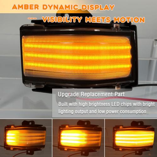LED Rear Side Mirror Light DRL Amber Sequential Turn Signal Lamp Feature Kit for Ford 2015-2022 F150 2017-2022 F250 F350 F450 super duty,Full LED Side Marker Mirror Lamp,2pc