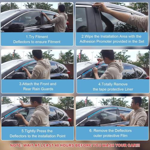 Rain Guards Fit for Toyota 4Runner 2010-2024, Durable Tape-on Window Deflectors, Wind Deflector Sun Guard, 2010-2024 4Runner Rain Guard, Black 4 pcs