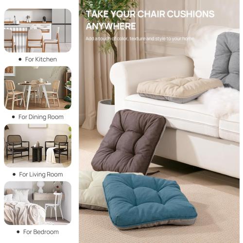 Love's cabin Memory Foam Chair Cushions Set of 4, 15.5x15.5x3.5 Indoor & Outdoor Seat Pads for Dining, Kitchen, Office, Patio Chairs - Green