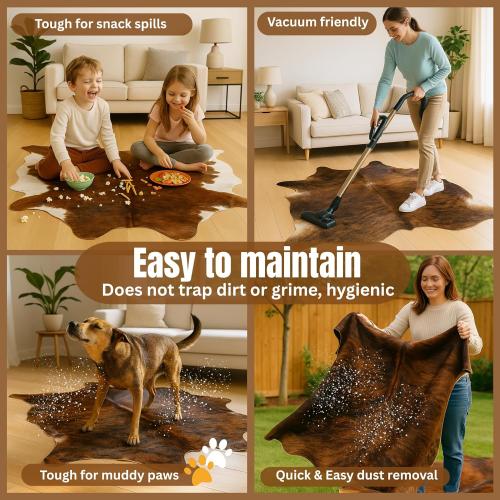 Color Dark Brindle rodeo Genuine Cowhide Rug: Real Animal Print Rug for Western Home Decor & Rustic Cow Rugs for Living Room - Hand-Picked Western Rugs, 6x7ft - Unique Country Style Hide Decor - Dark Brindle