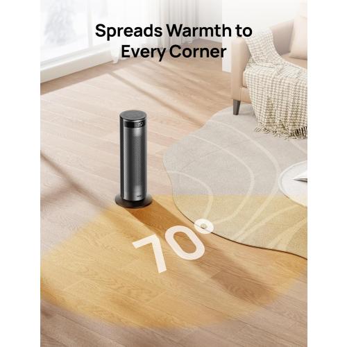 Dreo Space Heater for Large Room, 20 Inch Electric Heaters for Indoor Use, 8 Safe Protection Tower with Dreo FortPlug, 70° Oscillation, PTC Ceramic with Remote, Quiet, 12H Timer, Bedroom, Office