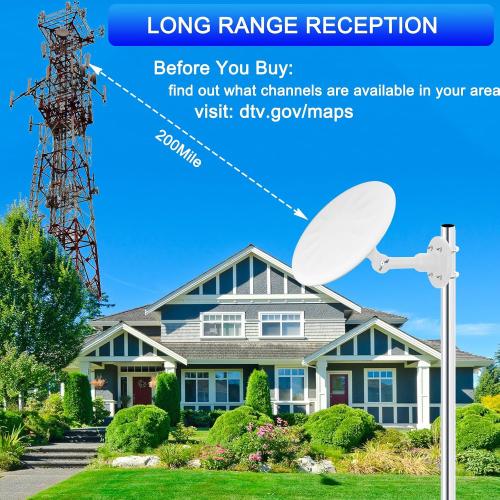 Omni Directional TV Antenna Outdoor, Outdoor Antenna for Smart TV, 720° Long Range Reception Digital HD Signal, with Super Signal Booster, for Attic/Camping/RV/Boat, 2026 Latest (White, XLL)