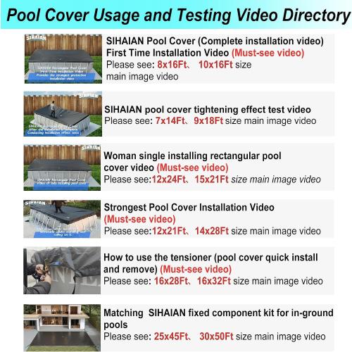 16x32Ft Rectangular Pool Cover with Side Storage for Oval and Rectangular Above Ground Pool, One-Piece Solar Oval Pool Cover, Preventing Waterlogging, UV and Weather Resistant WP:10000kPa