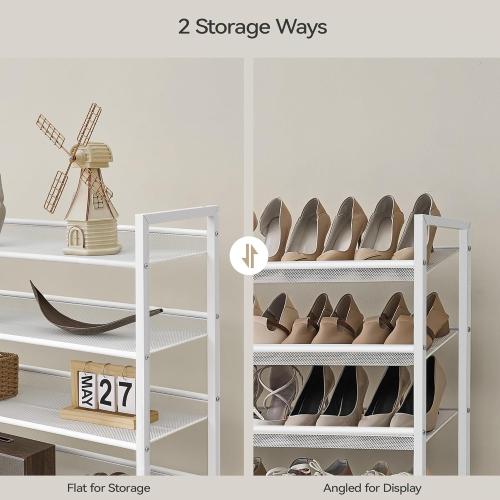 Shoe Rack, Long Shoe Organizer,Max Holds 50 Pairs,8 Tier Metal Shoe Storage Shelf,4-Tier Stackable Shoes Organizer for Garage, Entryway,White
