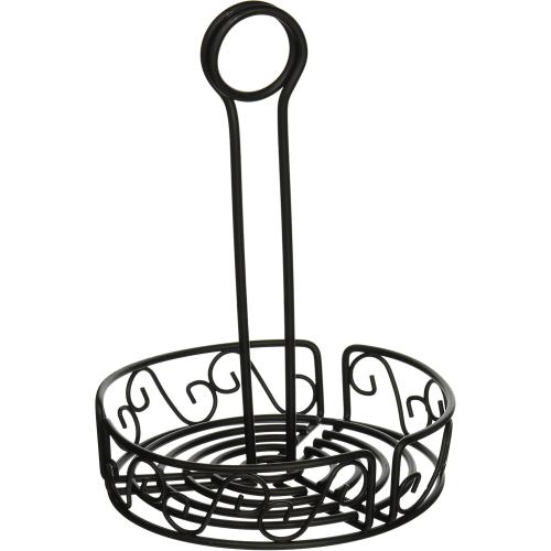 Winco Round Wire Condiment Caddy, 6.25-Inch, Black