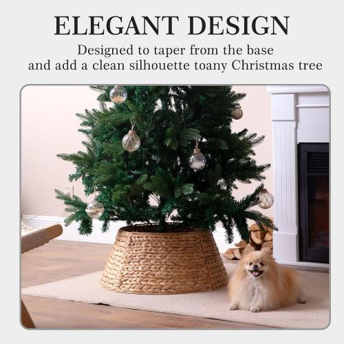 36in Extra Large Christmas Tree Collar - Woven Hyacinth Tree Collars for Artificial Trees - Rattan Rustic Farmhouse Basket for Tree Base Cover with Cord Cut-Out for 7.5ft 9ft 10ft Tree