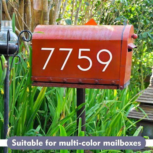 Leinuosen White 3 Inch Acrylic Mailbox Number 2 Set - Weatherproof - Mailbox Numbers for Outside - House Numbers - Sticky (Classic)