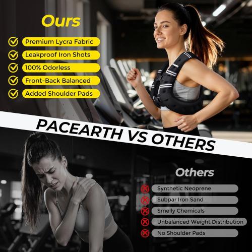 PACEARTH Weighted Vest,6lb/8lb/10lb/12lb/16lb/20lb/25lb/30lb Weight Vest with Reflective Stripe, Body Weight Vests for Women, Men, Weight Loss Workout, Strength Training, Running, Walking, Jogging