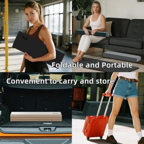 1/2 Inch Extra Thick Yoga Mat Pilates Equipment, 69x24 Odorless Workout Mats for Home Gym, Non-slip Exercise Mats for Women Men Home Workout, Foldable Yoga Mats for Travel Camping Sleeping